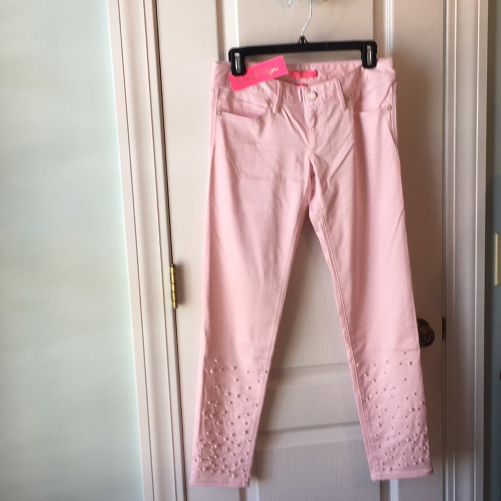 Lilly Pulitzer Pink & Pearls Ankle Pants